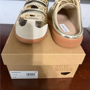 Steve Madden Gold Athletic Shoes with Tan Soles